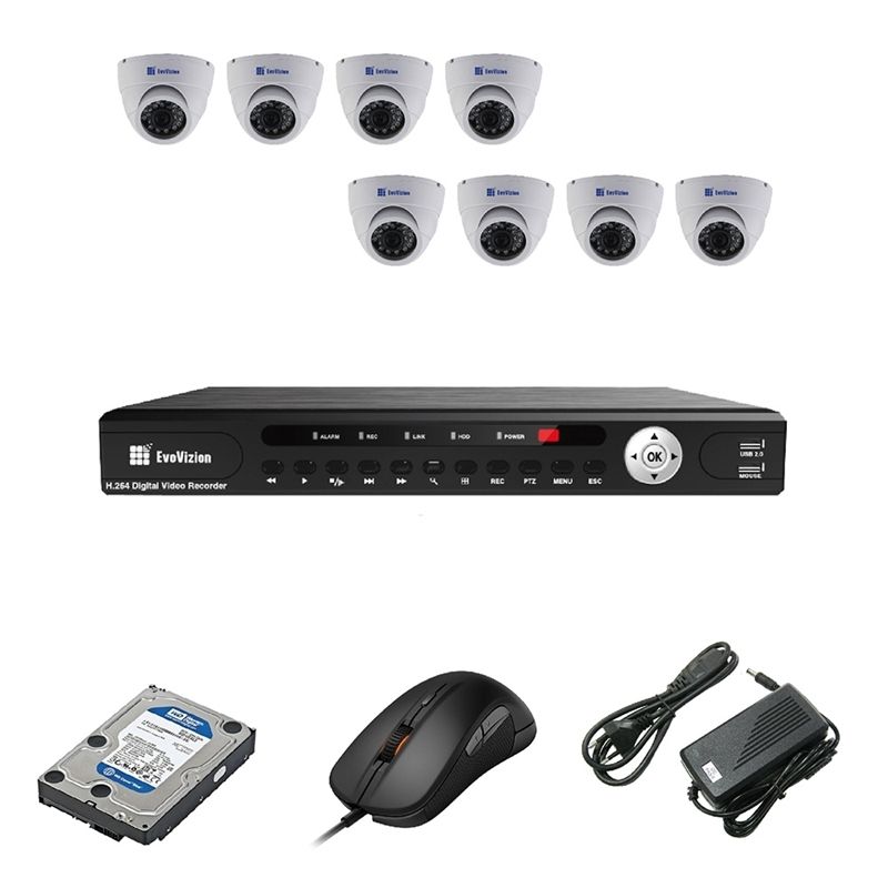 EvoVizion 8DOME-240 + HDD 1 Тб Комплект видеонаблюдения на 8 камеры