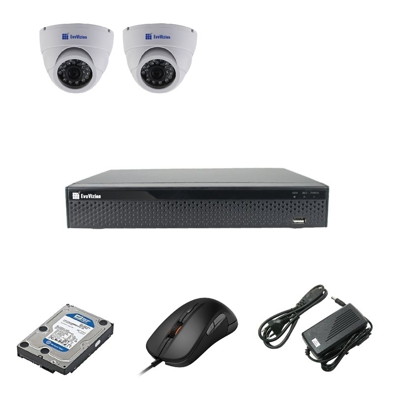 EvoVizion 2DOME-100-эконом + HDD 1 Тб Комплект видеонаблюдения на 2 камеры