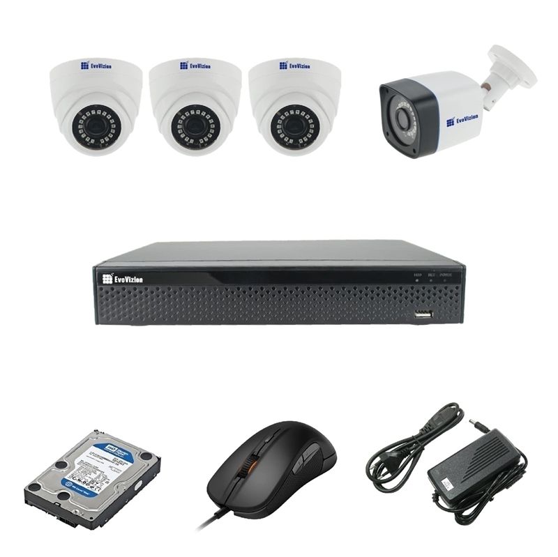 EvoVizion 3DOME-1OUT-200-эконом + HDD 1 Тб Комплект видеонаблюдения на 4 камеры