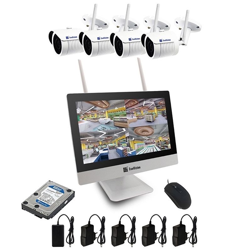 Evovizion на 4 камеры Wi-Fi LCD KIT 2.4-846*4 + HDD 1 Тб Комплект видеонаблюдения Wi-FI