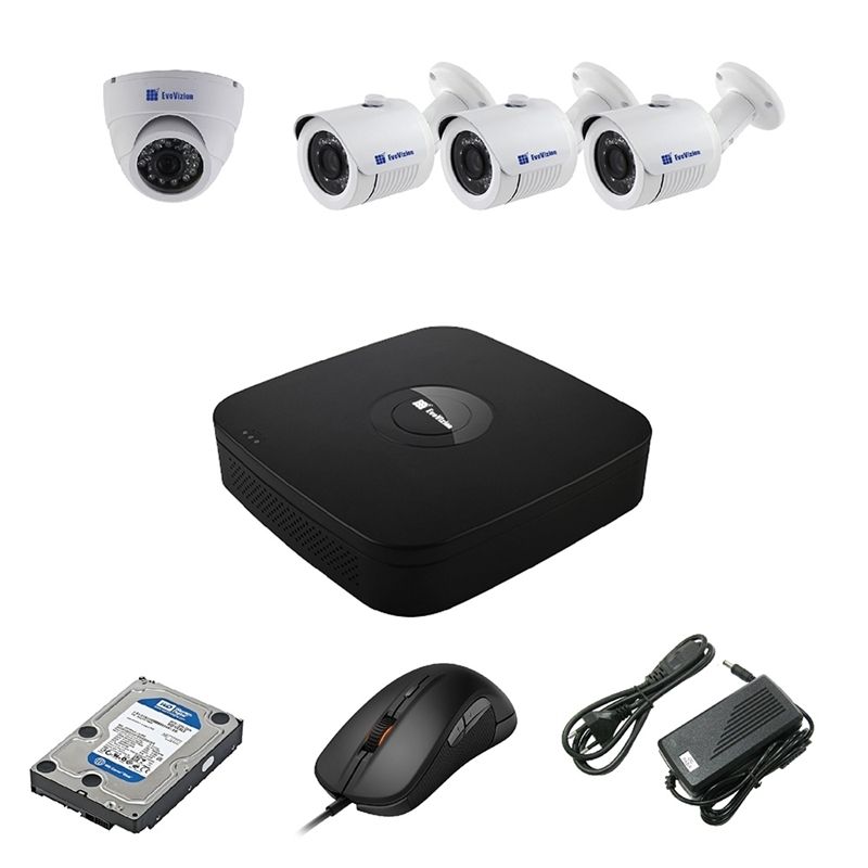 EvoVizion 1DOME-3OUT-100 + HDD 1 Тб Комплект видеонаблюдения на 4 камеры