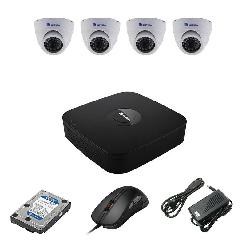 EvoVizion 4DOME-100-LITE + HDD 2 Тб Комплект видеонаблюдения на 4 камеры